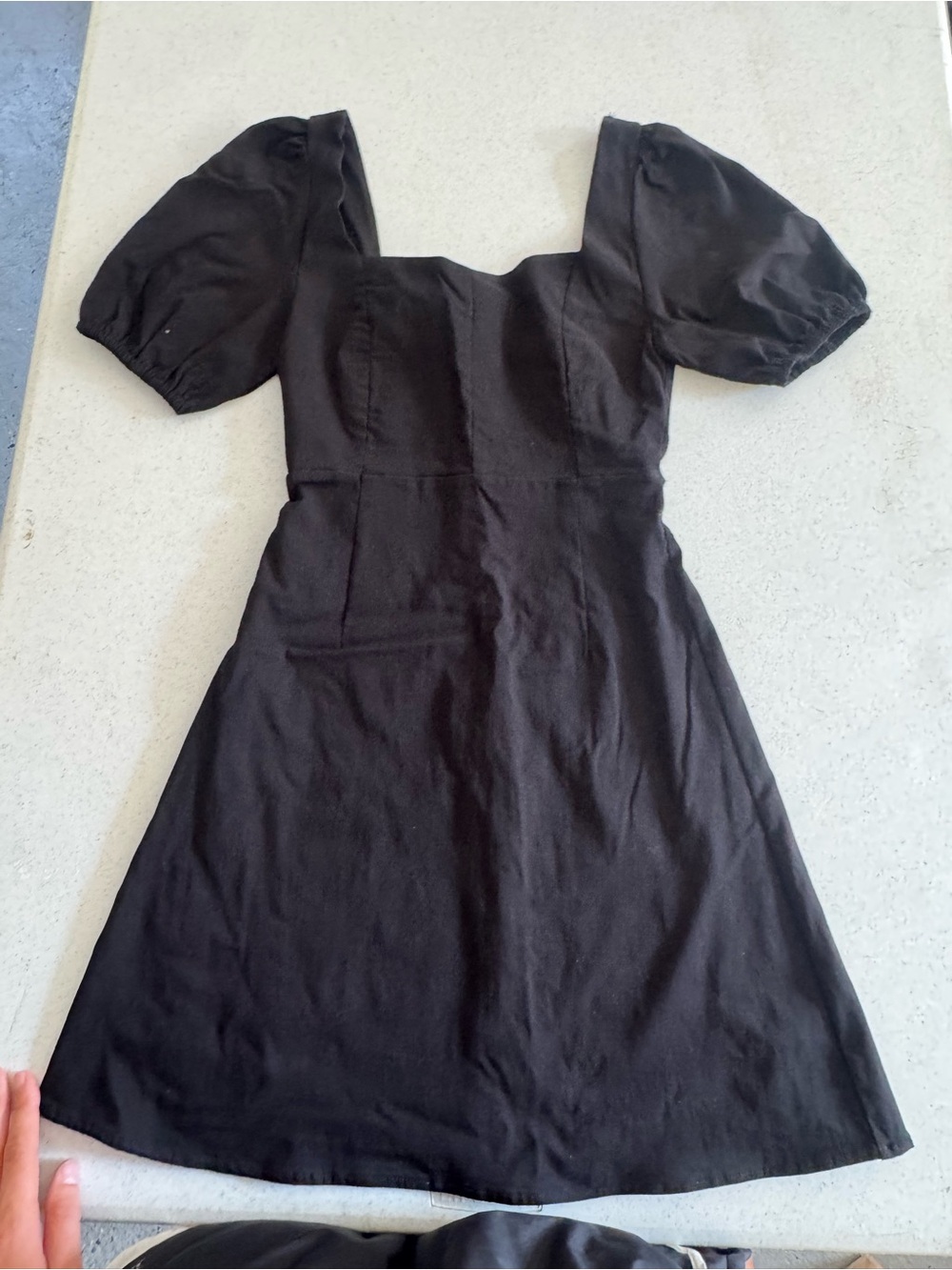 Altar'd State Black Square-Neck Puff Sleeve Mini Dress